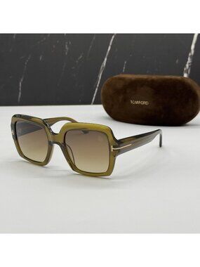 NEW TOM FORD KAYA TF1082 51F OLIVE WOMEN SQUARE SUNGLASSES TOM FORD FT1082/S 51F